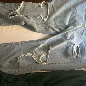 Distressed Blue Jeans